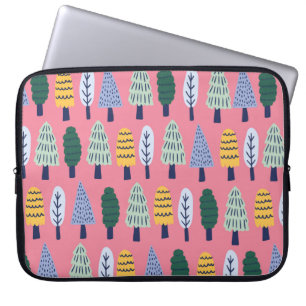 vintage cute pine trees seamless pattern laptop sleeve