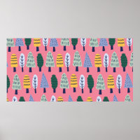 vintage cute pine trees seamless pattern