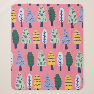 vintage cute pine trees seamless pattern sherpa blanket