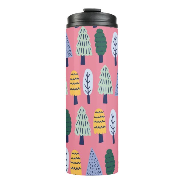 vintage cute pine trees seamless pattern thermal tumbler (Front)