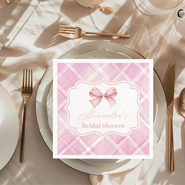 Vintage Cute Pink Bow Bridal Shower Napkin (Creator Uploaded)