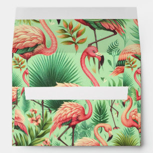 Vintage Cute Pink Flamingos Envelope