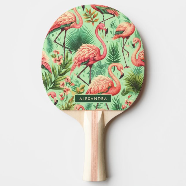 Vintage Cute Pink Flamingos Ping Pong Paddle (Front)