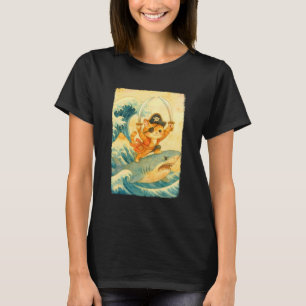 Vintage Cute Pirate Cat Riding Shark Funny Hallowe T-Shirt