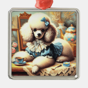 Vintage Cute Poodle Painting Metal Tree Decoration