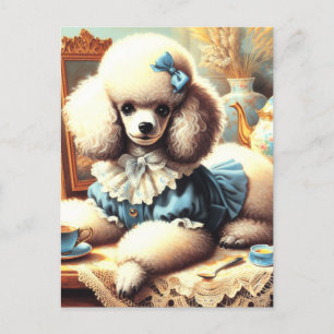 Vintage Cute Poodle Painting Postcard