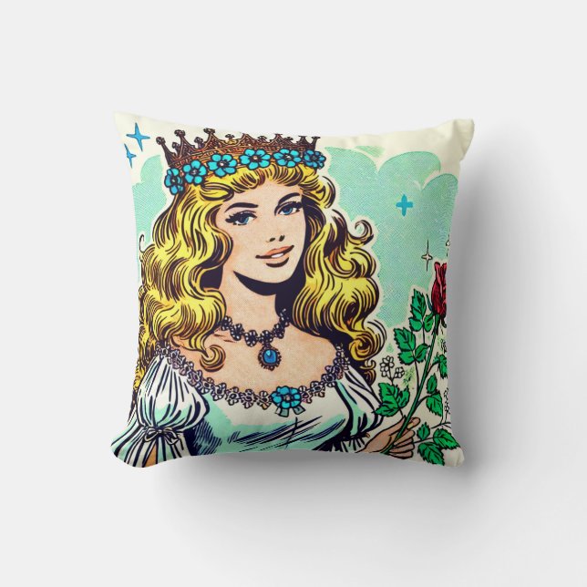 Vintage Cute Princess Comics Cushion (Front)