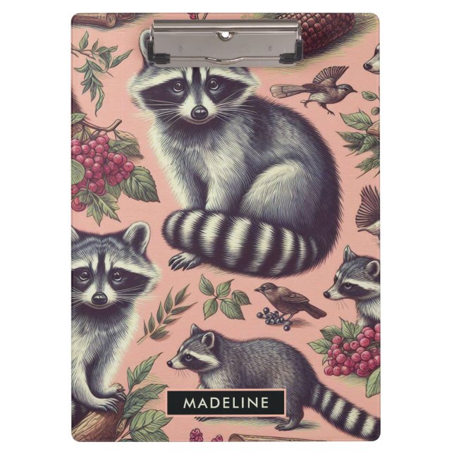 Vintage Cute Racoon Clipboard (Front)