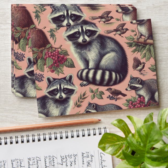 Vintage Cute Racoon Envelope (Stacked)