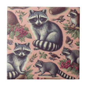 Vintage Cute Racoon Tile