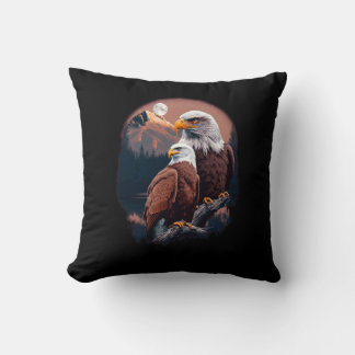 Vintage Cute Realistic Couple Eagles Mountains Hik Cushion