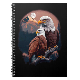 Vintage Cute Realistic Couple Eagles Mountains Hik Notebook