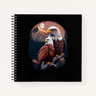 Vintage Cute Realistic Couple Eagles Mountains Hik Notebook