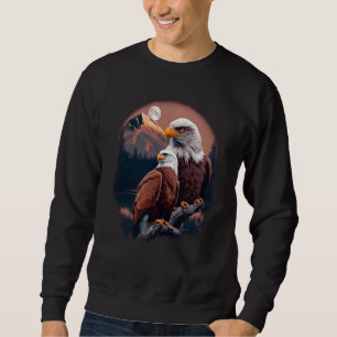 Vintage Cute Realistic Couple Eagles Mountains Hik Sweatshirt