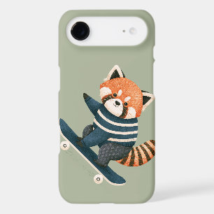 Vintage Cute Red Panda Racoon Skateboarding