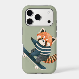 Vintage Cute Red Panda Racoon Skateboarding