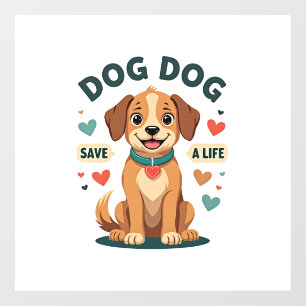 Vintage Cute Rescue Dog Save A Life Cartoon Puppy 