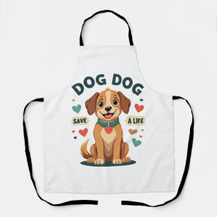 Vintage Cute Rescue Dog Save A Life Cartoon Puppy Apron