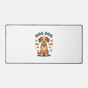 Vintage Cute Rescue Dog Save A Life Cartoon Puppy  Desk Mat