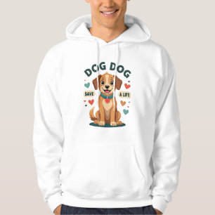 Vintage Cute Rescue Dog Save A Life Cartoon Puppy  Hoodie