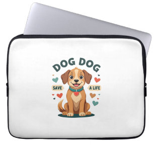 Vintage Cute Rescue Dog Save A Life Cartoon Puppy  Laptop Sleeve