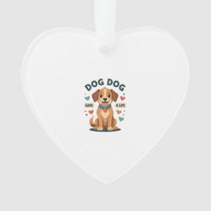 Vintage Cute Rescue Dog Save A Life Cartoon Puppy  Ornament