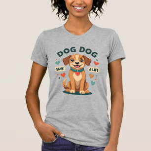 Vintage Cute Rescue Dog Save A Life Cartoon Puppy  T-Shirt
