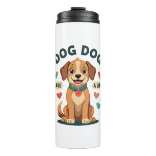 Vintage Cute Rescue Dog Save A Life Cartoon Puppy Thermal Tumbler