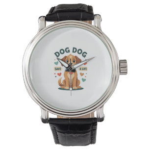 Vintage Cute Rescue Dog Save A Life Cartoon Puppy  Watch