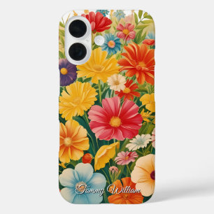 Vintage Cute Retro Groovy Hippie Flowers iPhone 16 Case