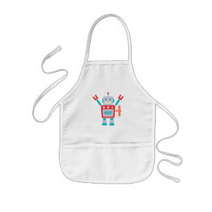 Vintage Cute Robot Toy For Kids Apron