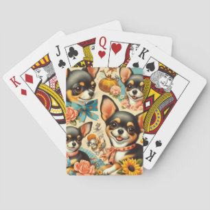 Vintage Cute Seamless Chihuahua Playing Cards