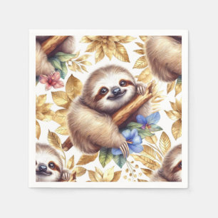 Vintage Cute Sloth Pattern Napkin
