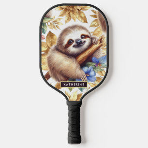 Vintage Cute Sloth Pattern Pickleball Paddle