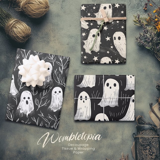 Vintage Cute Spooky Ghosts Halloween Paper Set (Creator Uploaded)