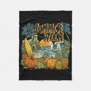 Vintage Cute Spooky Summer Halloween Funny Summerw Fleece Blanket