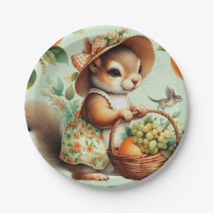 Vintage Cute Squirrel Painting Paper Plate