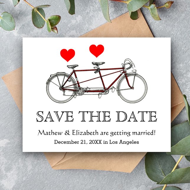 Vintage Cute Tandem Bicycle Wedding Save The Date (Creator Uploaded)