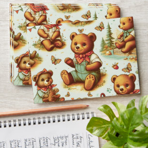 Vintage Cute Teddy Bear Pattern Envelope