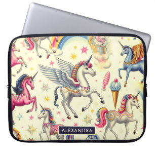 Vintage Cute Unicorn Pattern Laptop Sleeve