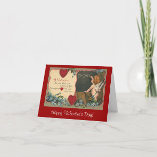 Vintage Cute Valentine's Day, Cherub Teacher Holiday Card