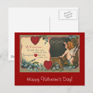Vintage Cute Valentine's Day, Cherub Teacher Holiday Postcard