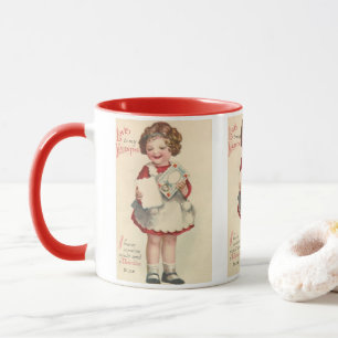 Vintage Cute Valentines Day, Girl with Love Letter Mug