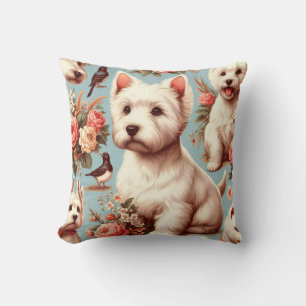 Vintage Cute West Highland White Terrier Cushion