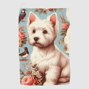 Vintage Cute West Highland White Terrier Golf Towel