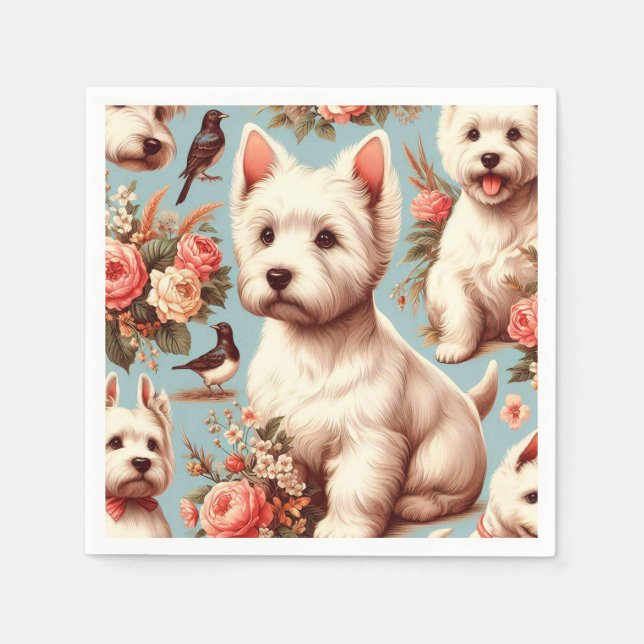 Vintage Cute West Highland White Terrier Napkin (Front)