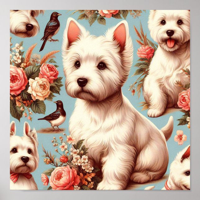 Vintage Cute West Highland White Terrier Poster (Front)