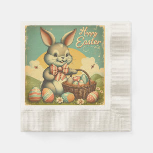 Vintage, Cute, whimsical & colourful Easter bunny Napkin
