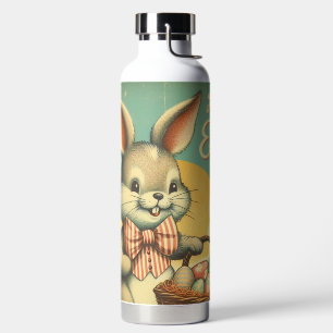 Vintage, Cute, whimsical & colourful Easter bunny Water Bottle