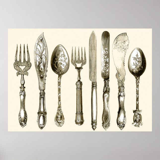 Vintage Cutlery Dining Set Poster (Front)